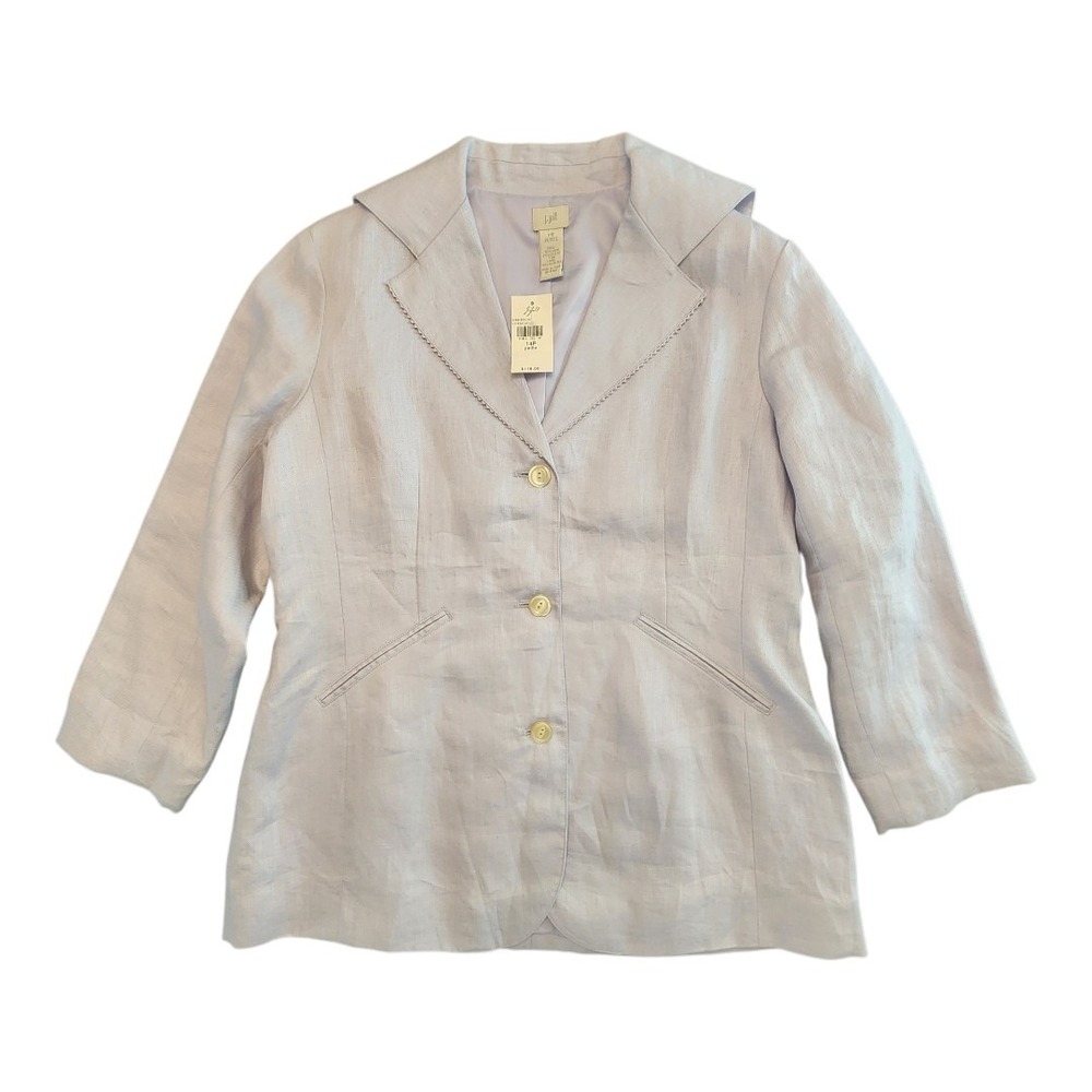 J. JILL 100% Linen Pastel Lilac Light Lined Blazer Coat Jacket Top Size SZ 14 P
